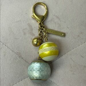 Louis Vuitton Globe Key Holder Bag Charm Yellow & Pearl Enamel, Gold Hardware